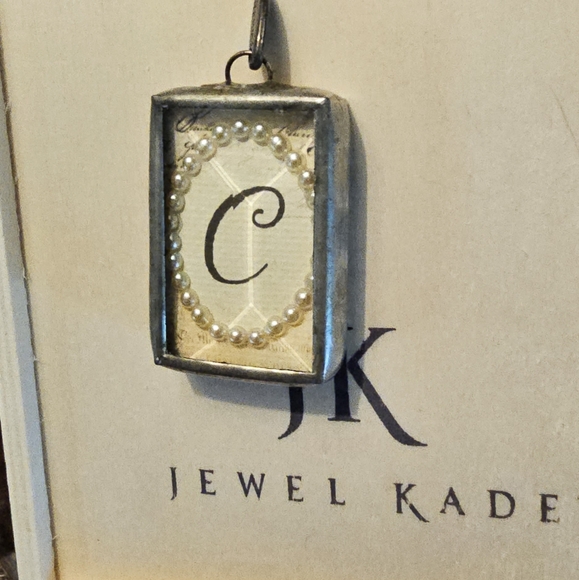 Jewel Kade Silver Pendant 'C' with Pearl Accents - Picture 2 of 4